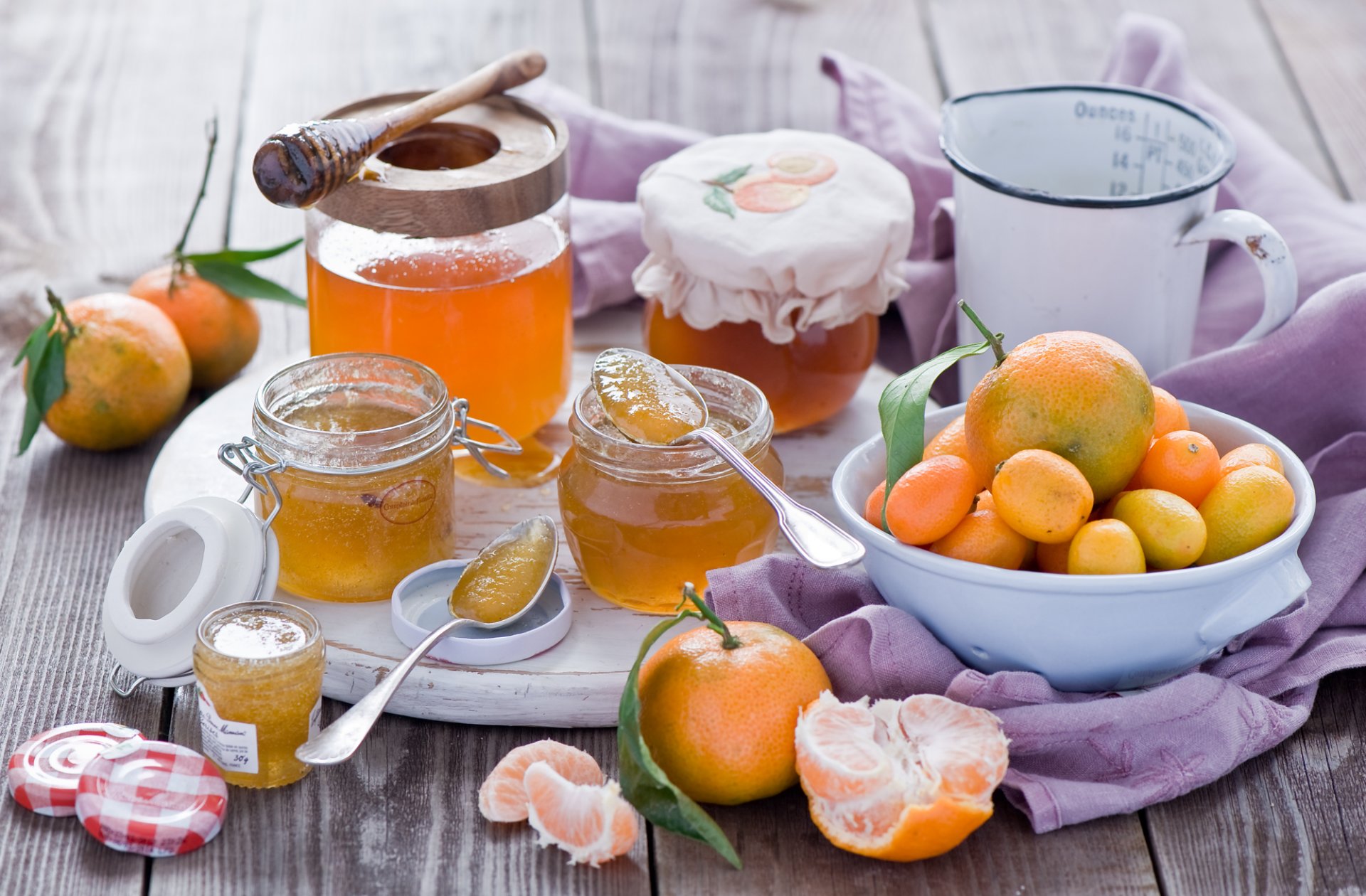 jam citrus mandarins kumquats jars still life