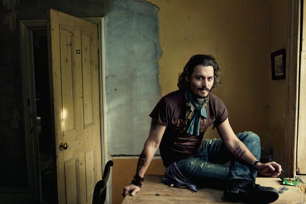 Johnny Depp in a dilapidated room