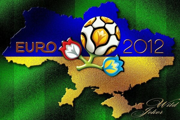 Euro 2012 para el logotipo tomó el Esquema de color de la bandera de Ucrania