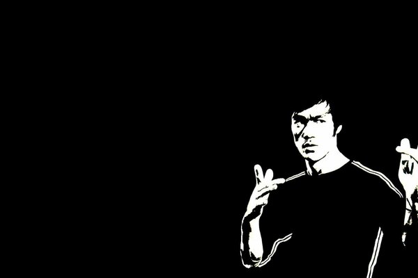 Bruce Lee on a black background