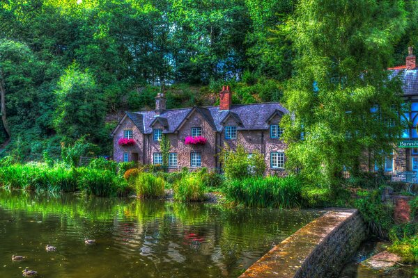 Beautiful view of the English town in summer