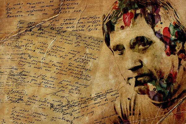 The image of Vladimir Vysotsky on paper