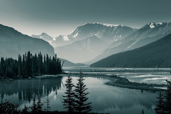 Monochrome morning Canadian landscape