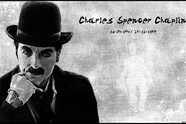 Schwarz-Weiß-Gemälde von Charlie Chaplin