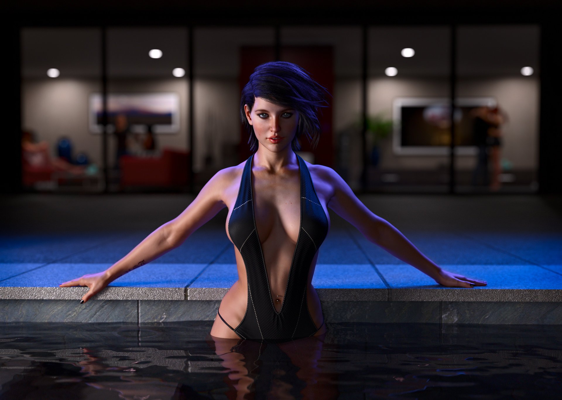 mädchen pool 3d