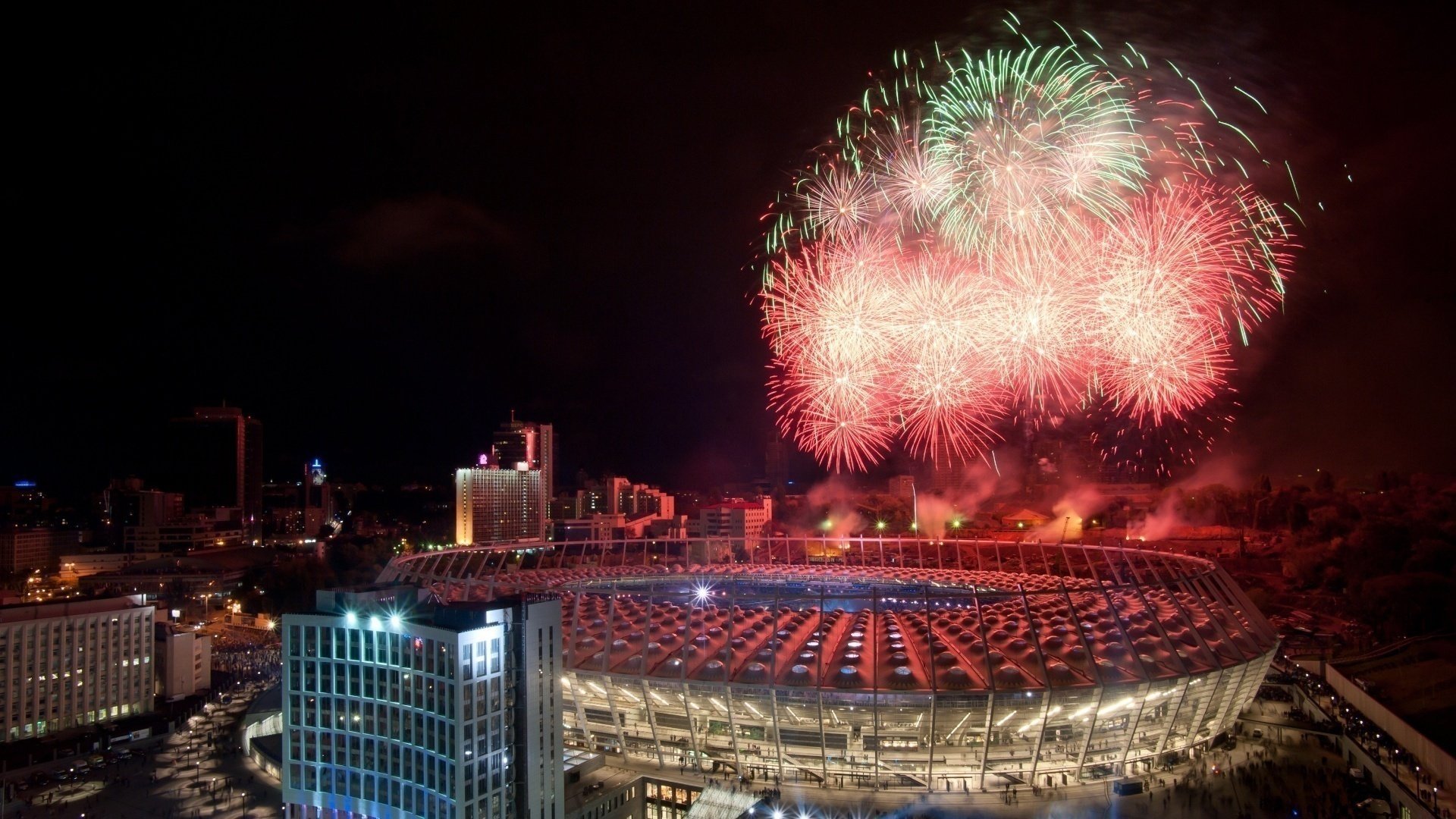 kiev ville de nuit stade salut