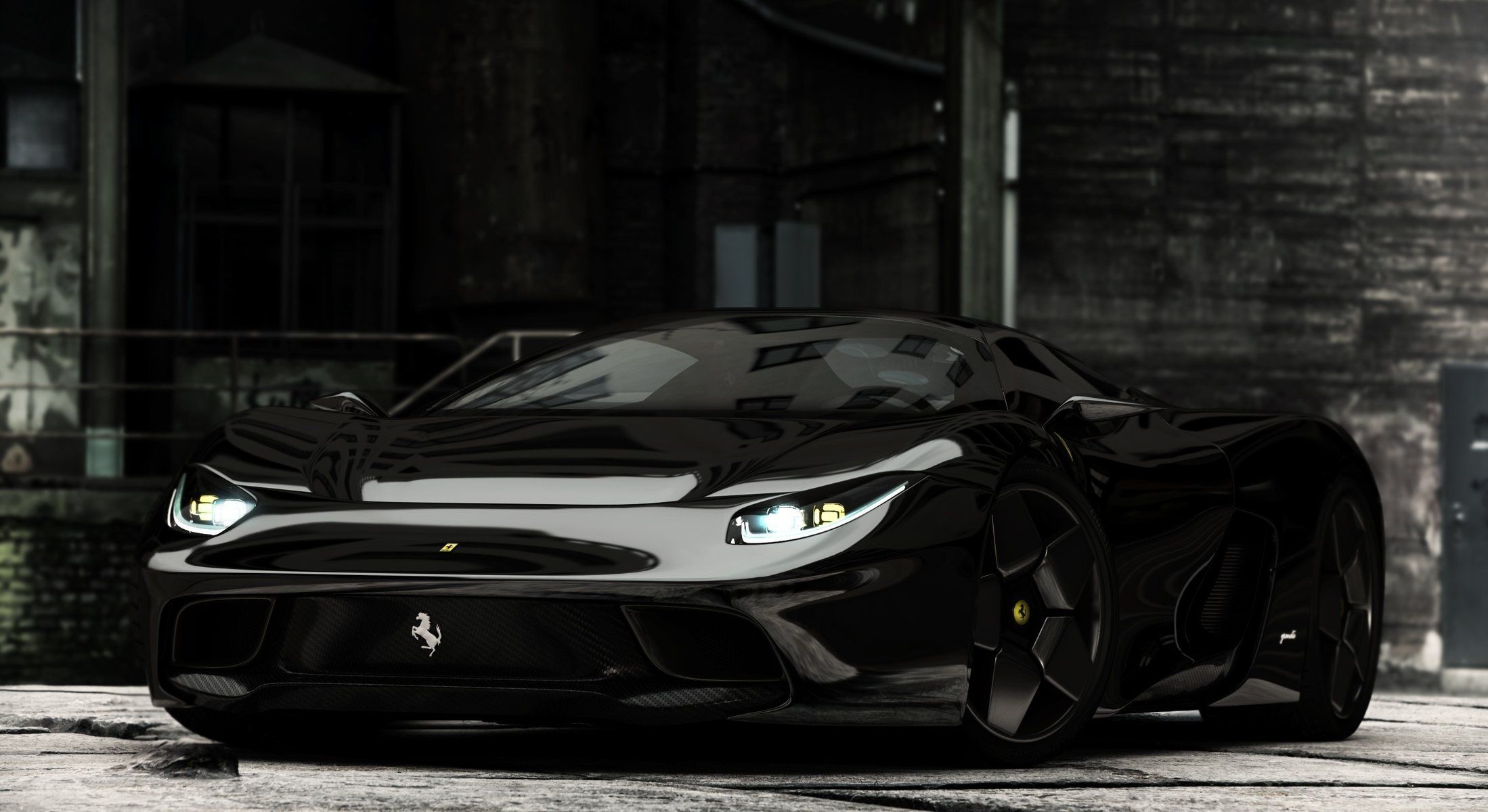 italian ferrari black beauty