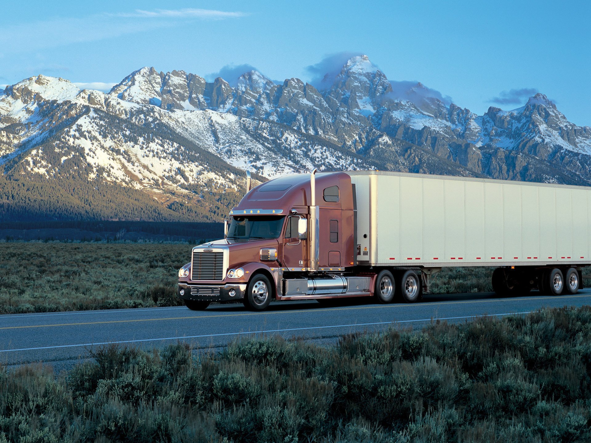 freightliner camion trattore strada vagone montagna