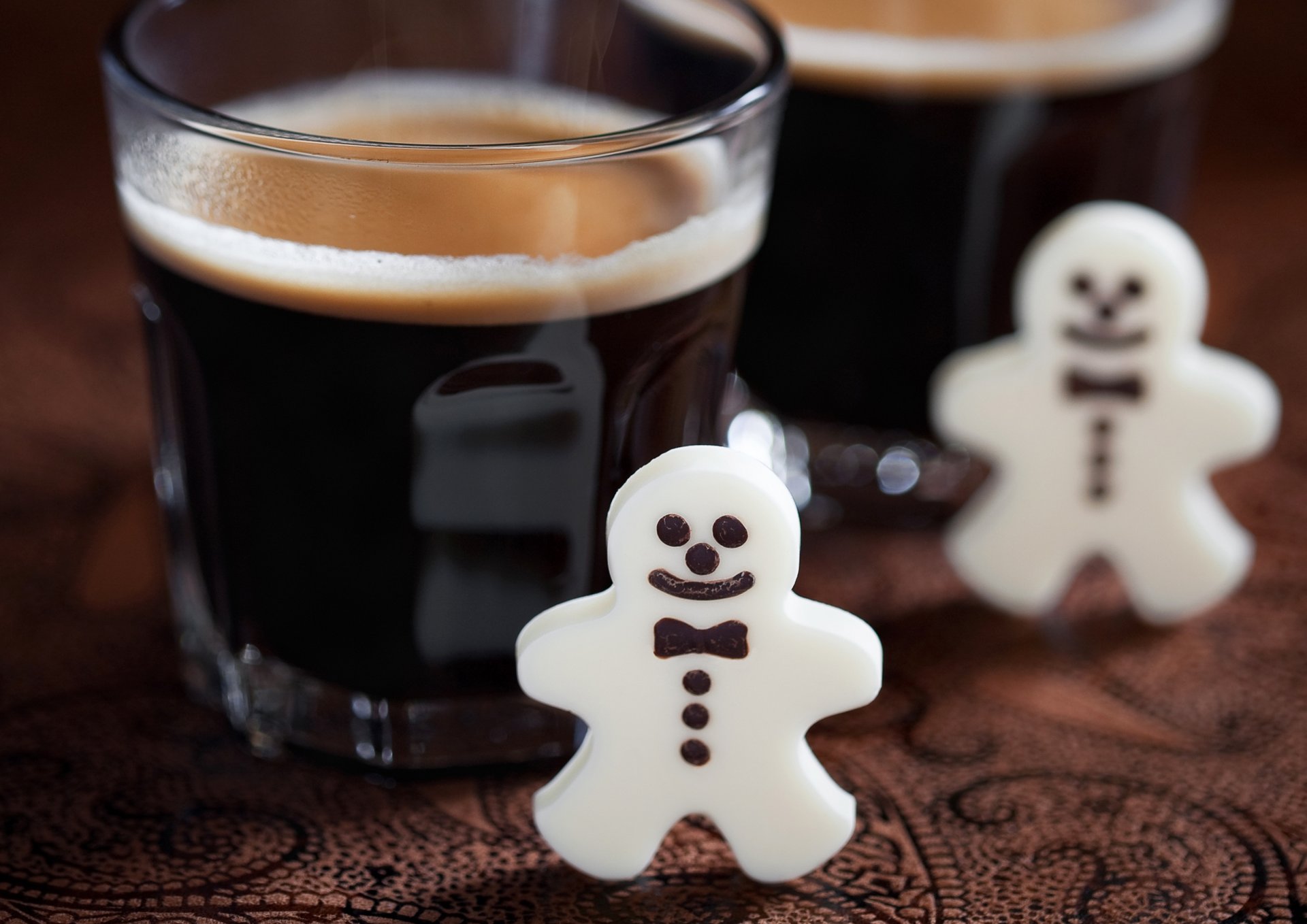 coffee drink glass cookies figures men holidays winter