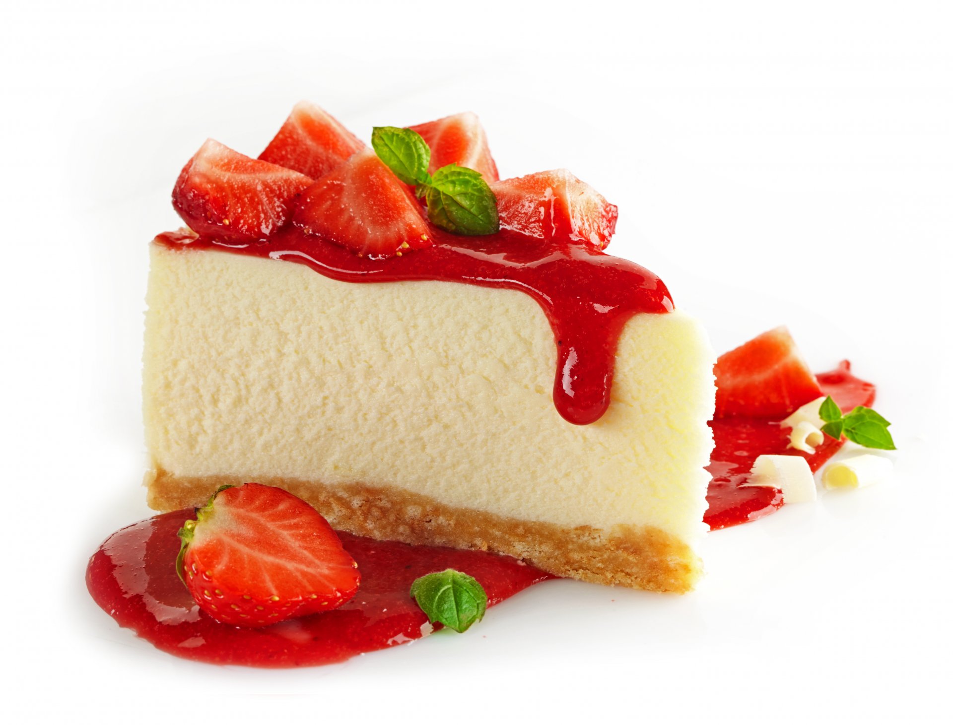 cheesecake fragola dessert torta torta cottura bacche marmellata menta