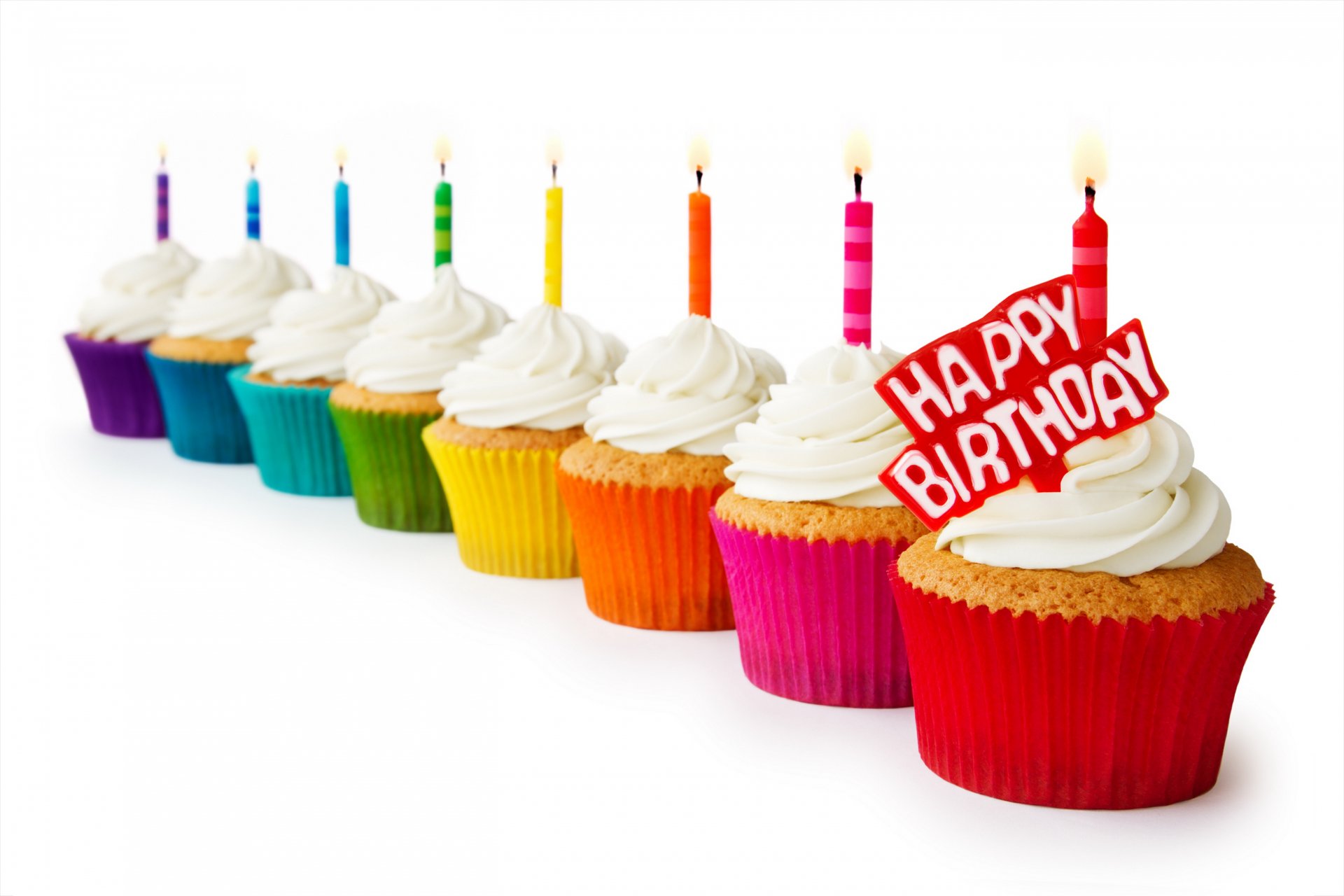 cupcakes colorful dessert happy birthday candles baking sweet