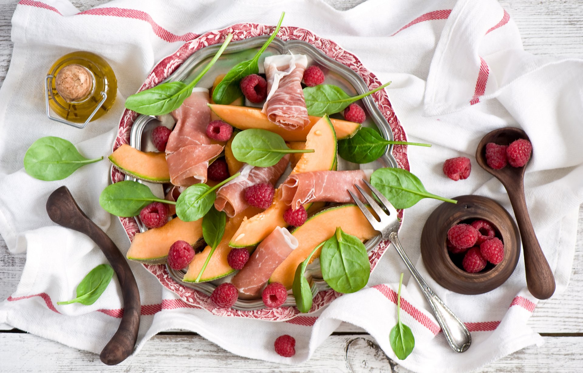 salade jambon melon framboise