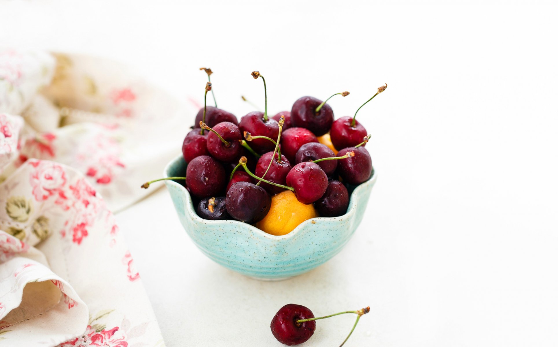 cherries cherries cream berries apricots napkin julia husainova