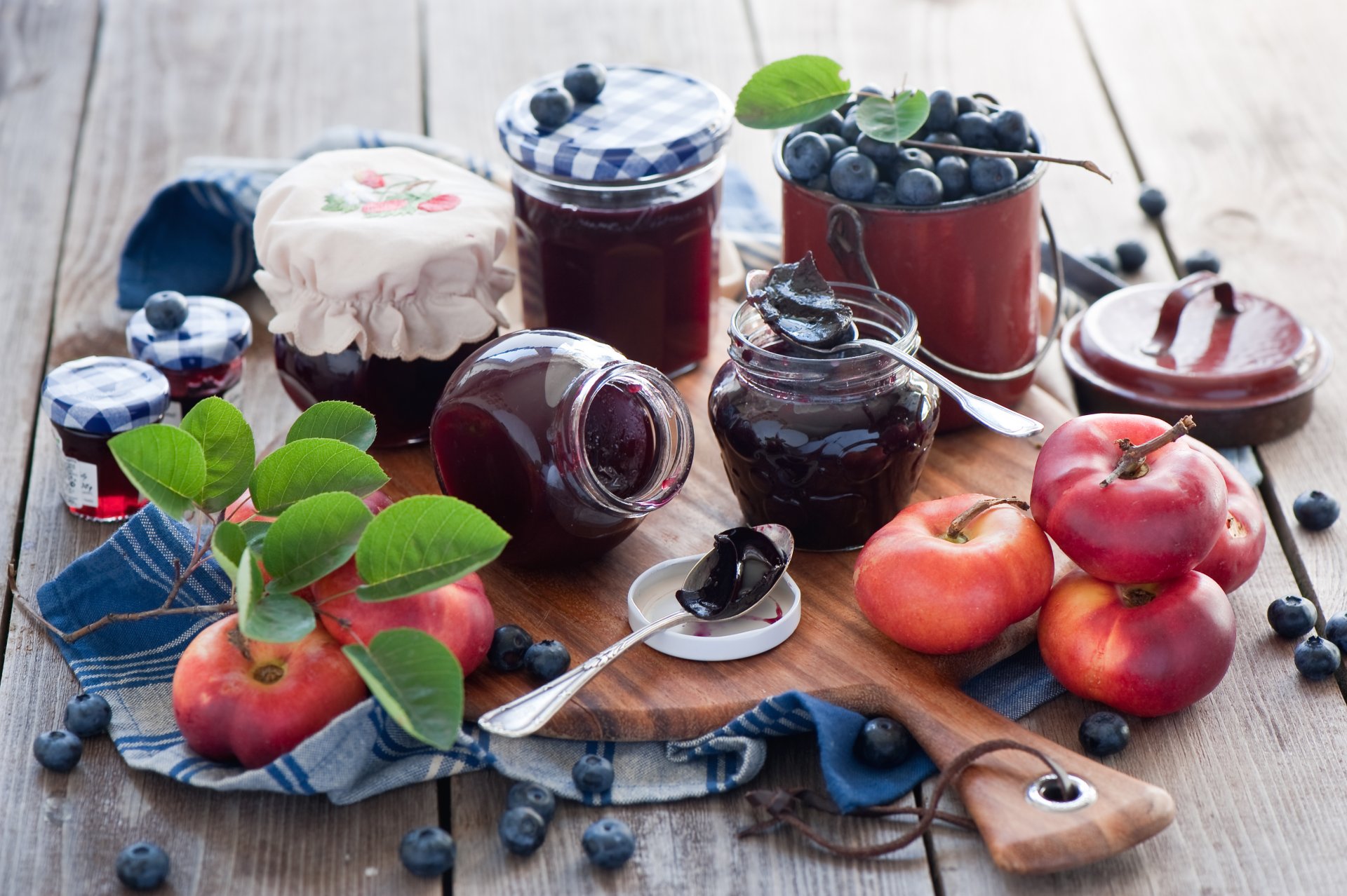 jam peaches blueberries berries jar