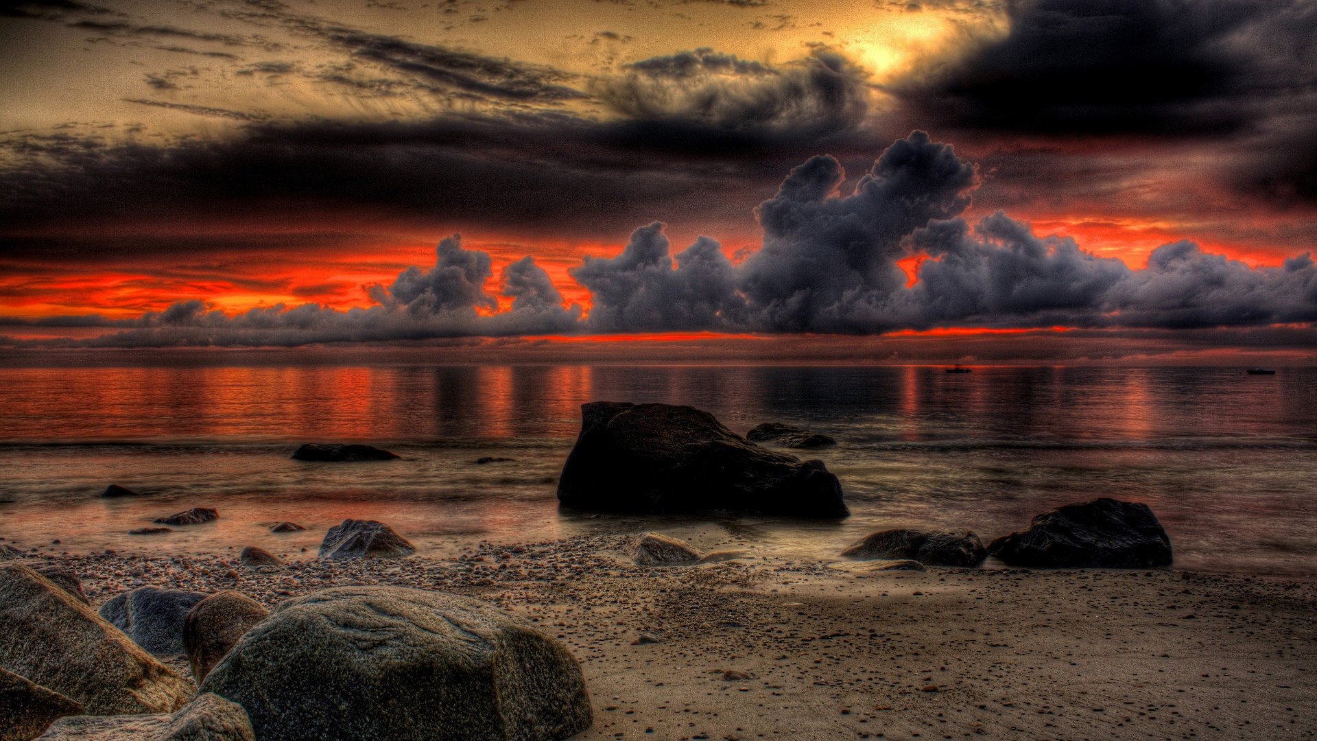 ea clouds sunset horizon shore