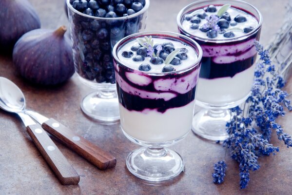 Delicious blueberry cocktail in a glass