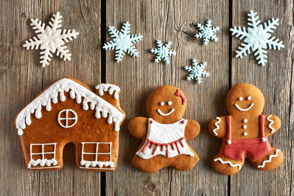 Lebkuchen. Essbare Männer. Schneemänner