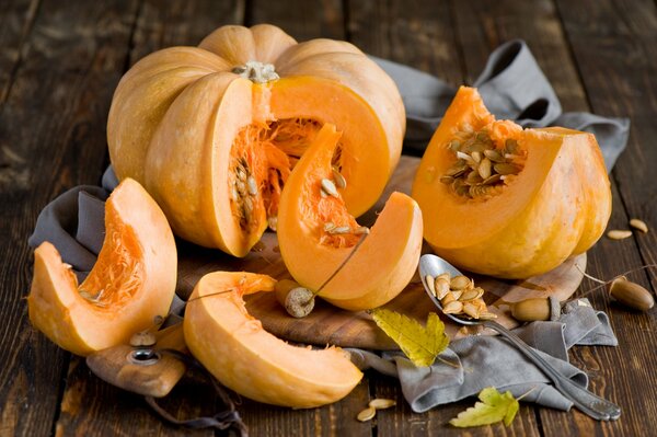 Autumn still life with pumpkin and acorns