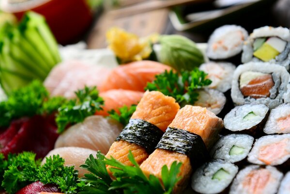 Conjunto de rollos. Cocina japonesa