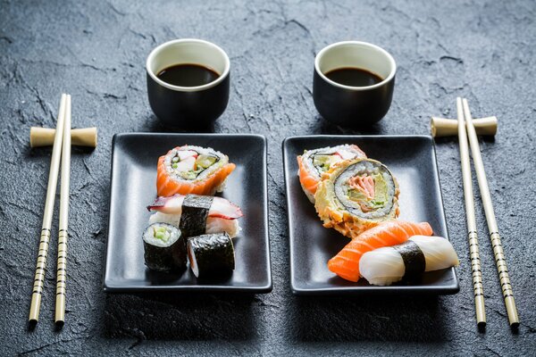 Japanese cuisine rolls sushi sticks
