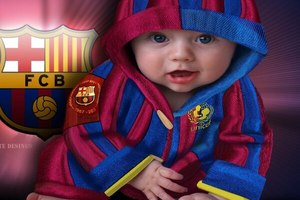 Petit supporter du FC Barcelone. Enfant fan