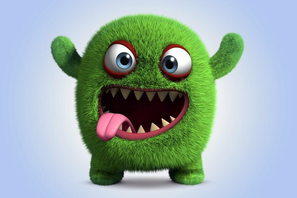 Petit monstre vert montre la langue