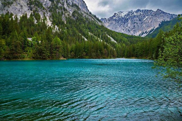 Emerald water of Alpine lakes