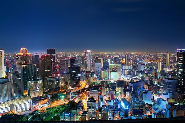 Beautiful night metropolis from the country of Japan