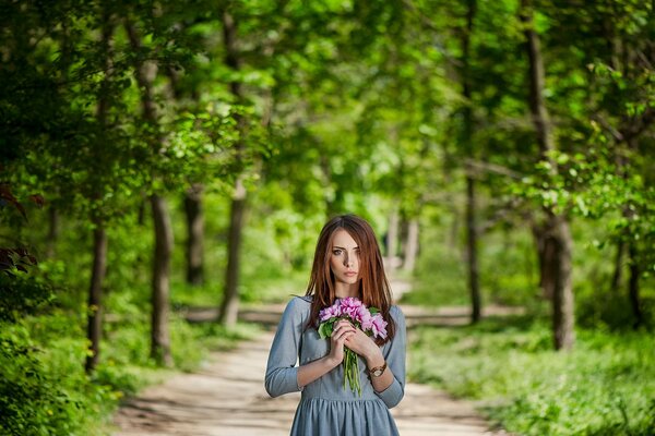 Lonely Nadia is sad in the park