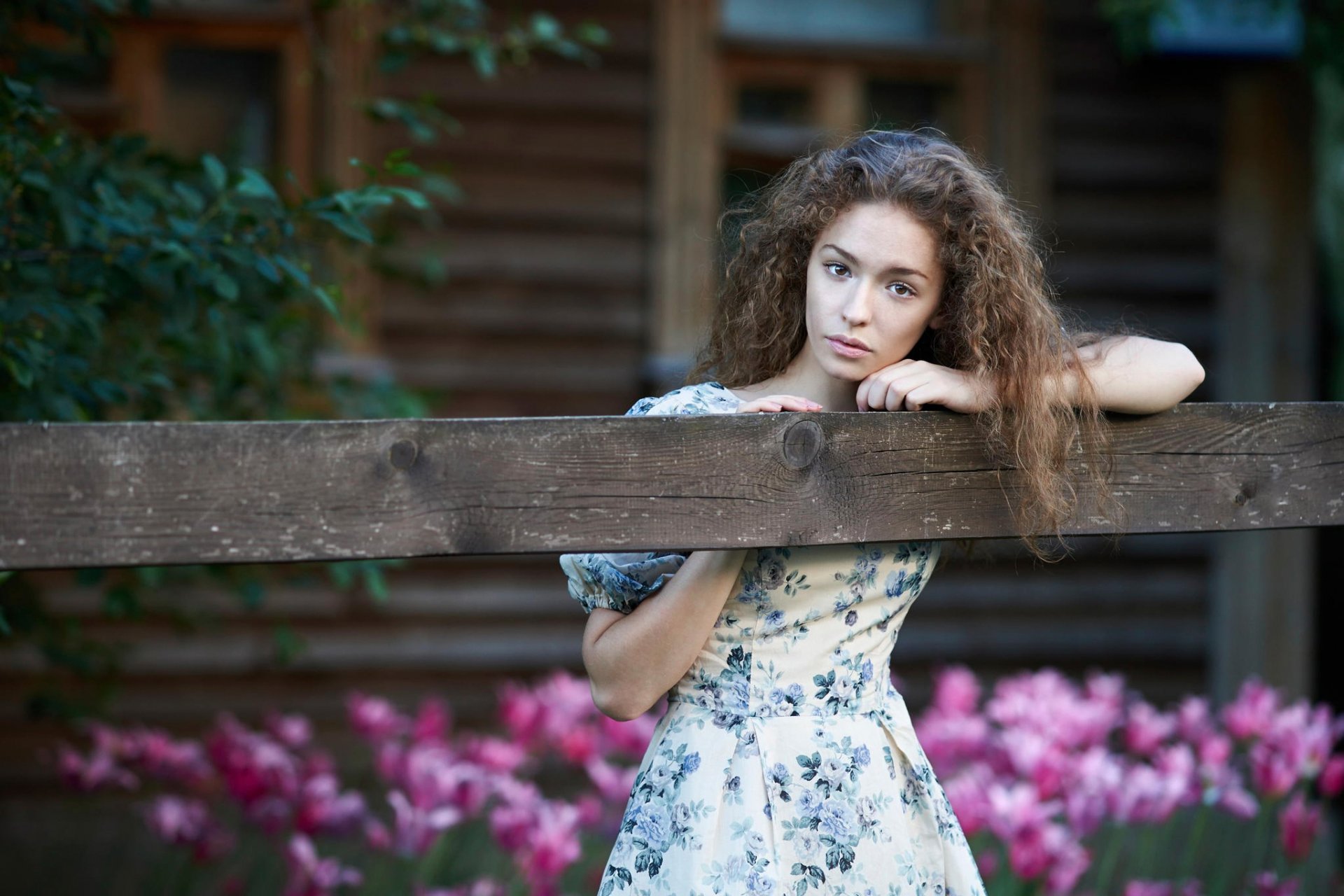 portrait brown-eyed dress village