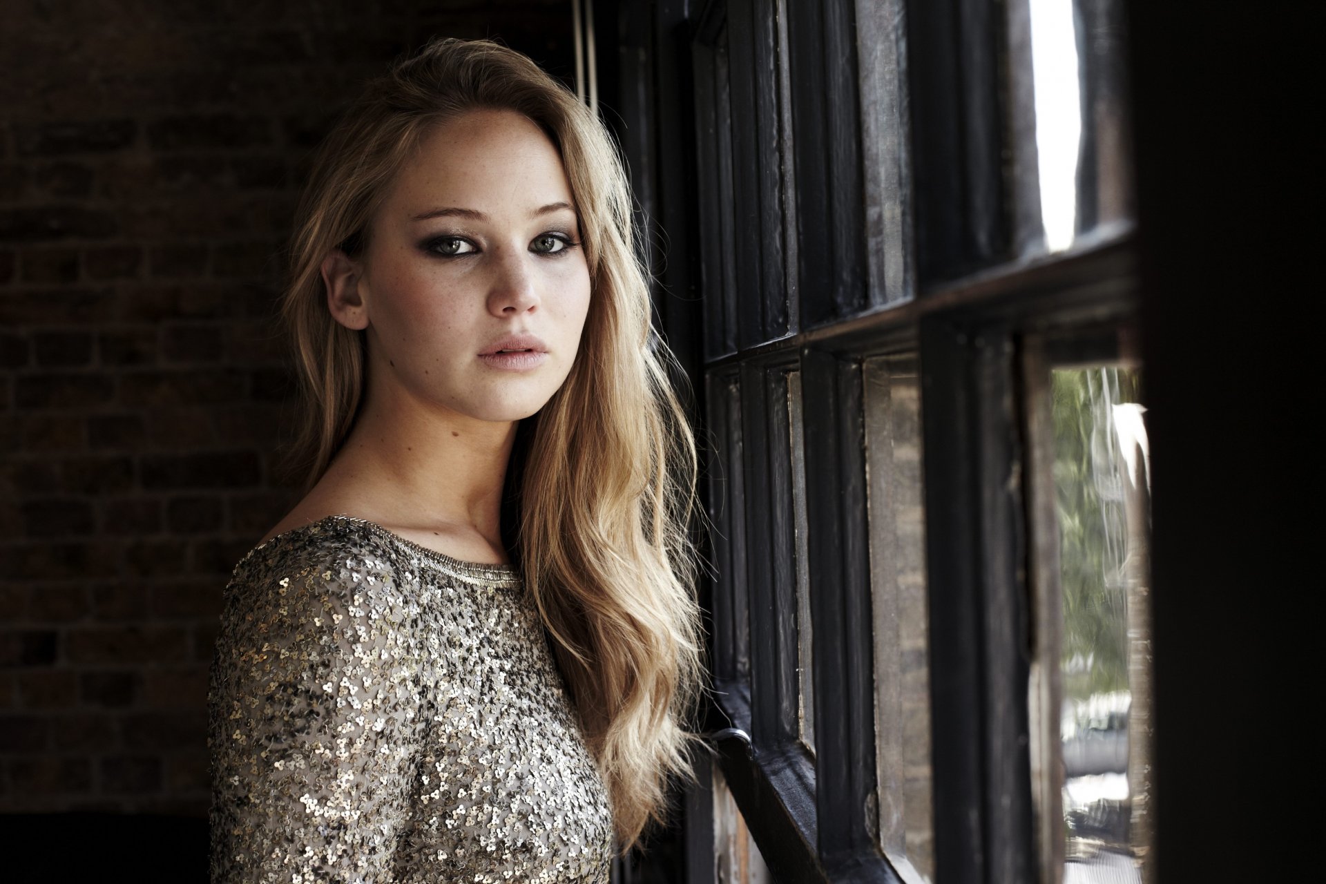 jennifer lawrence girl babe actress face view lips hair window background