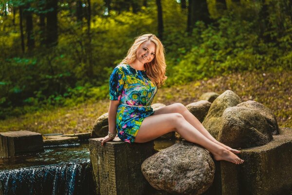 Photo of a joyful girl in nature