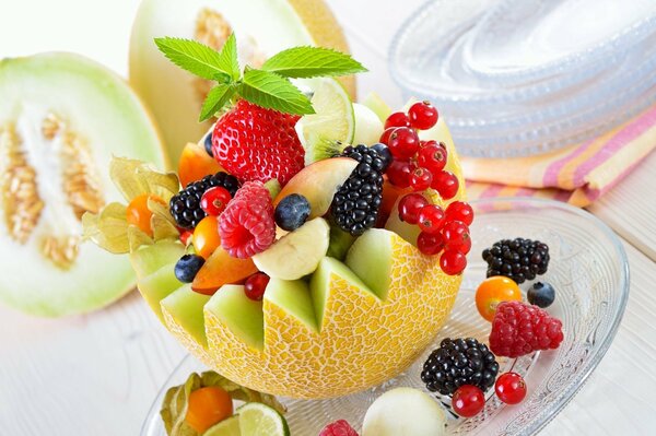 Beautiful serving of berries and fruits