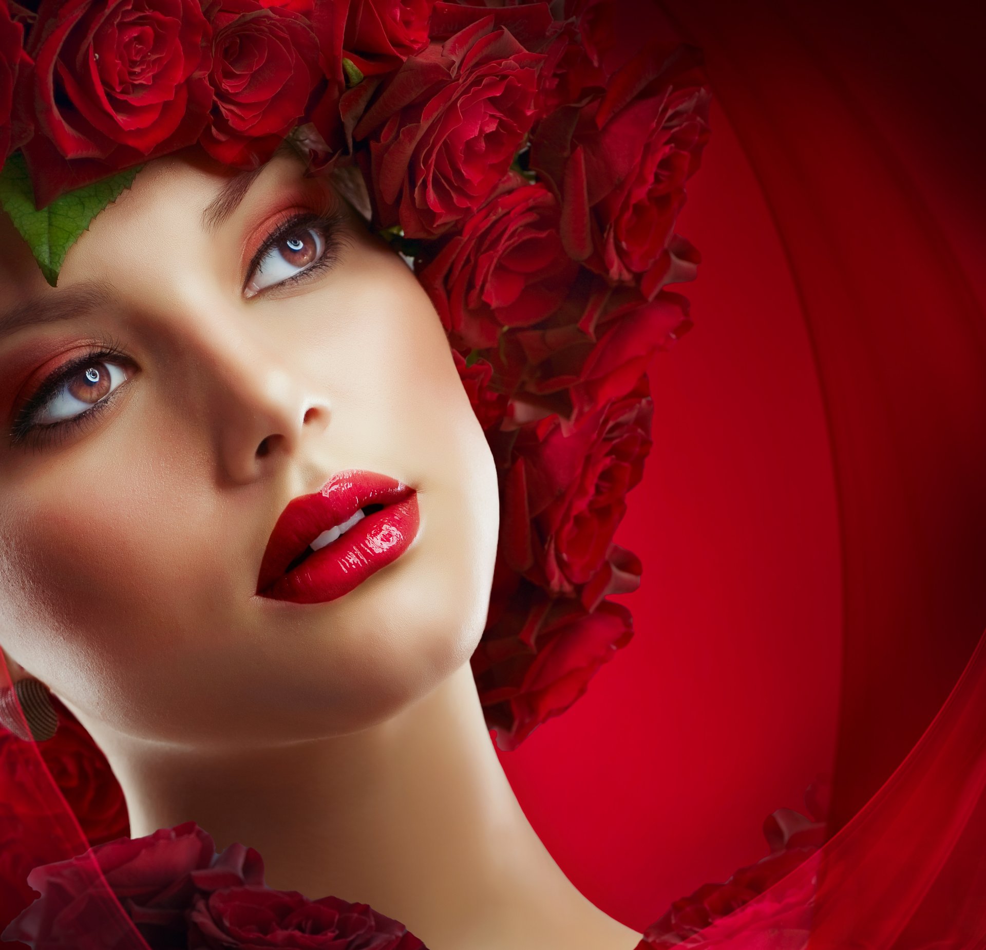 flower roses girl eyes lip
