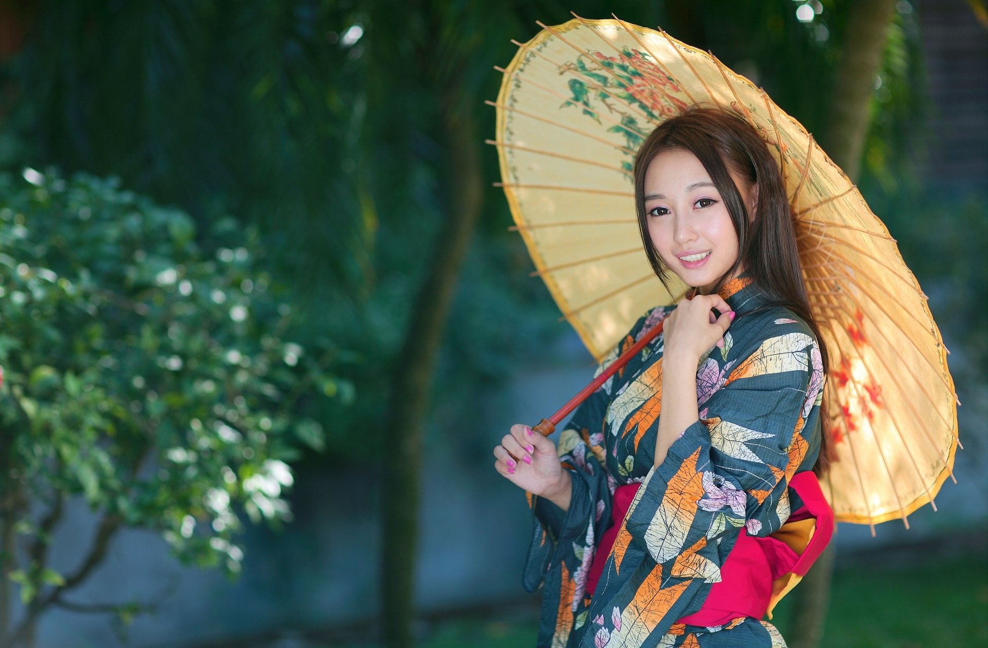 stil mädchen asiatisch outfit regenschirm