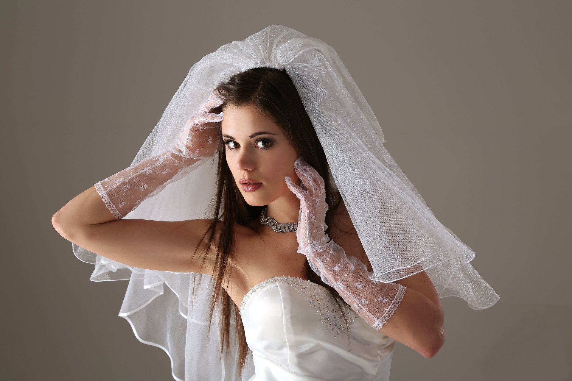 petit caprice petit caprice mariée voile gants robe visage