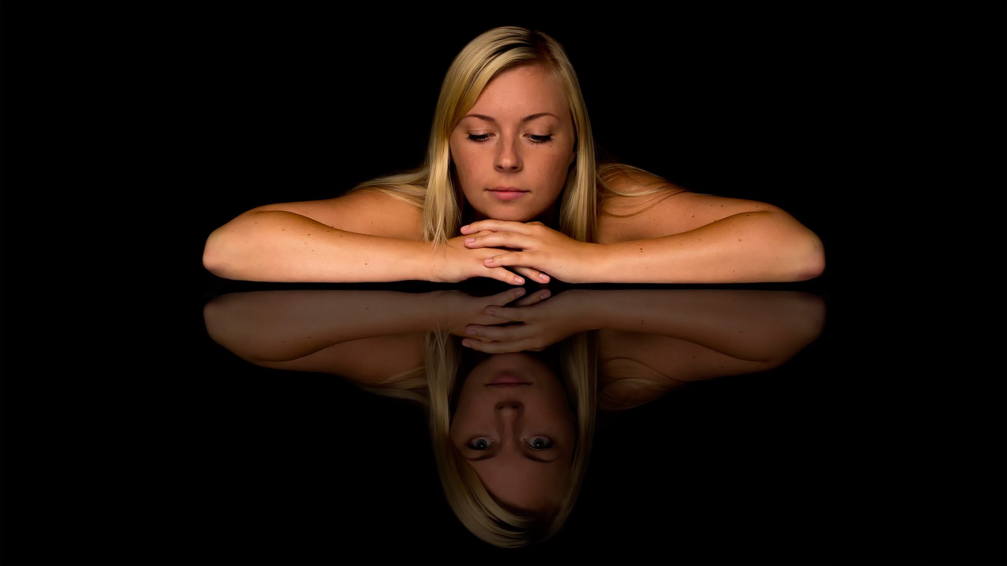 reflection split girl view