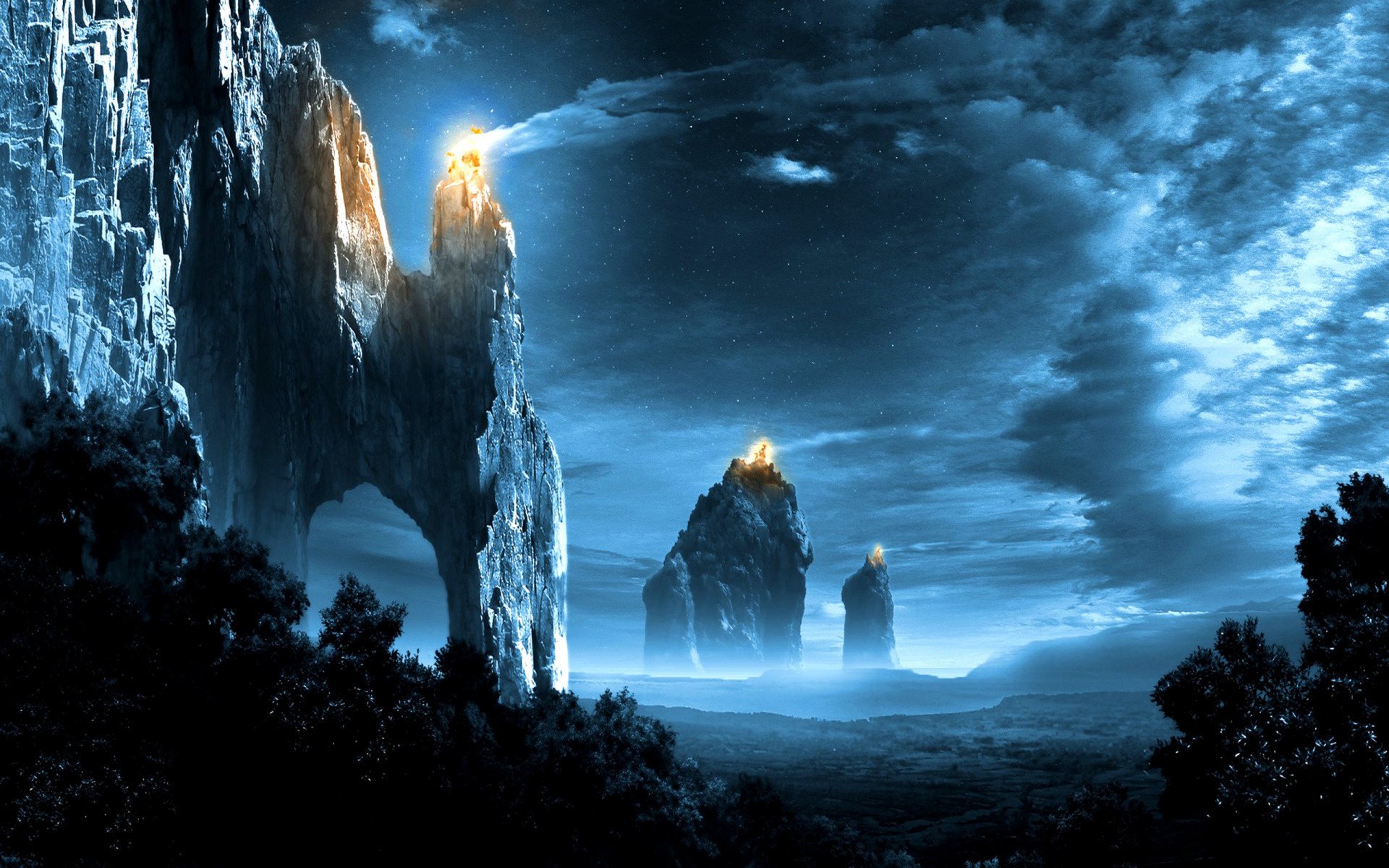 figure landscape nature valley trees fantasy