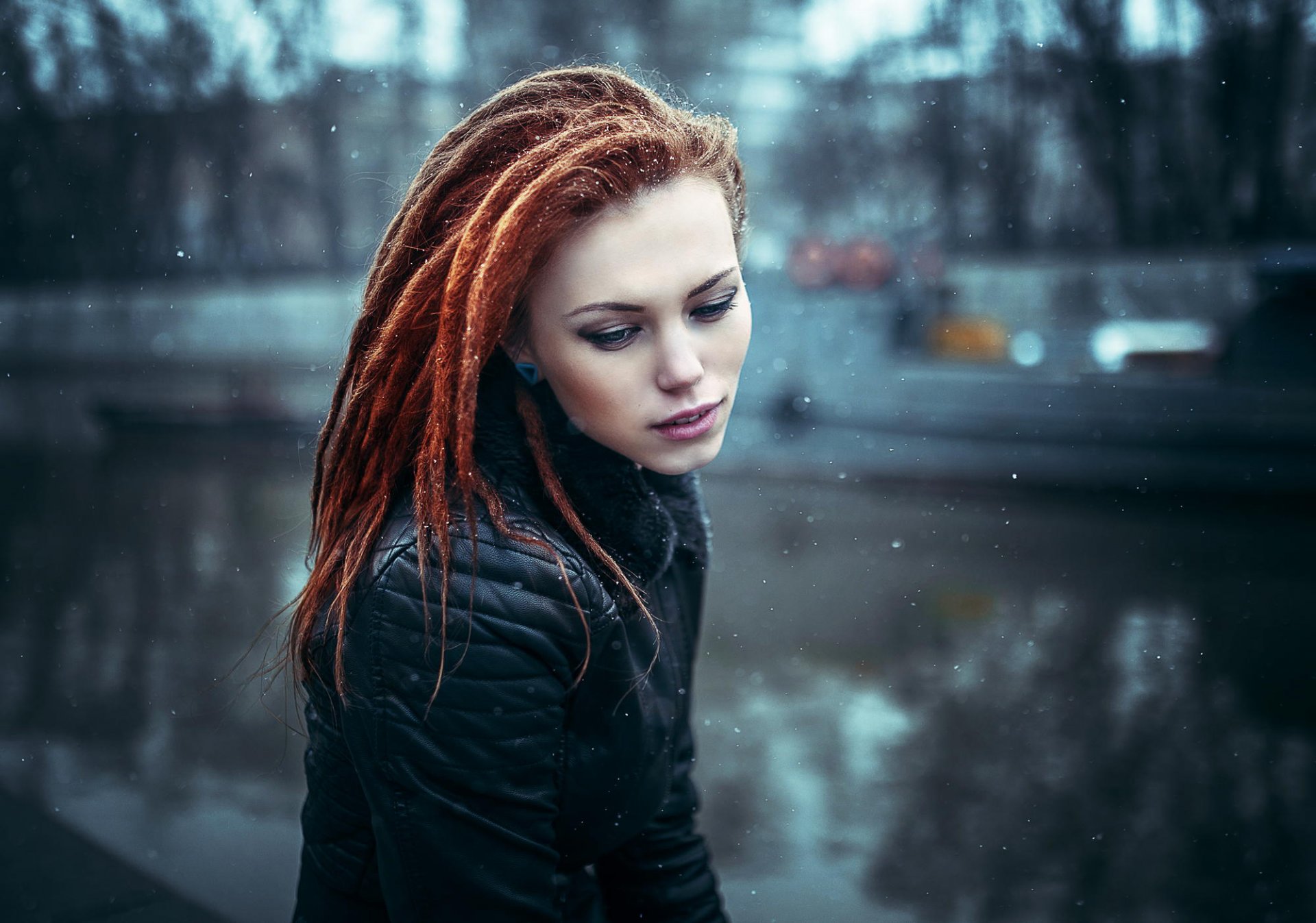 natasha mädchen rothaarige schnee jacke