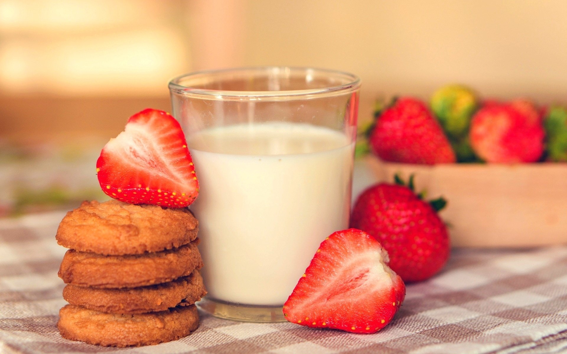 essen beere süß frühstück erdbeeren milch kekse