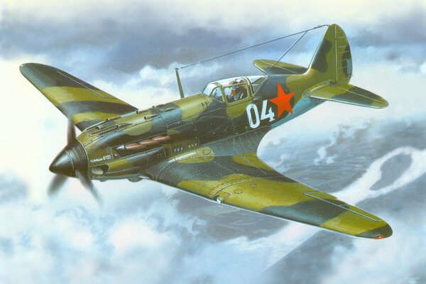 Soviet mig-3 fighter jet high in the sky