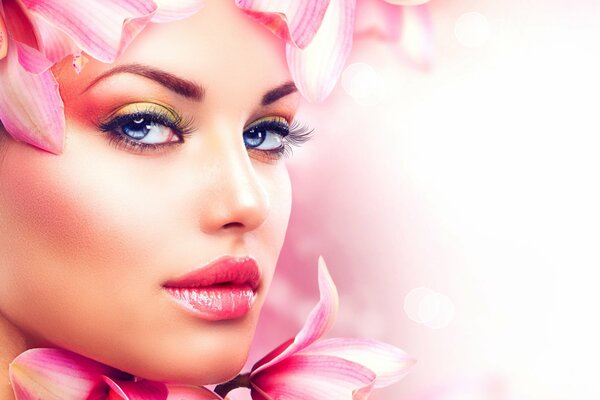 Beautiful girl in flowers