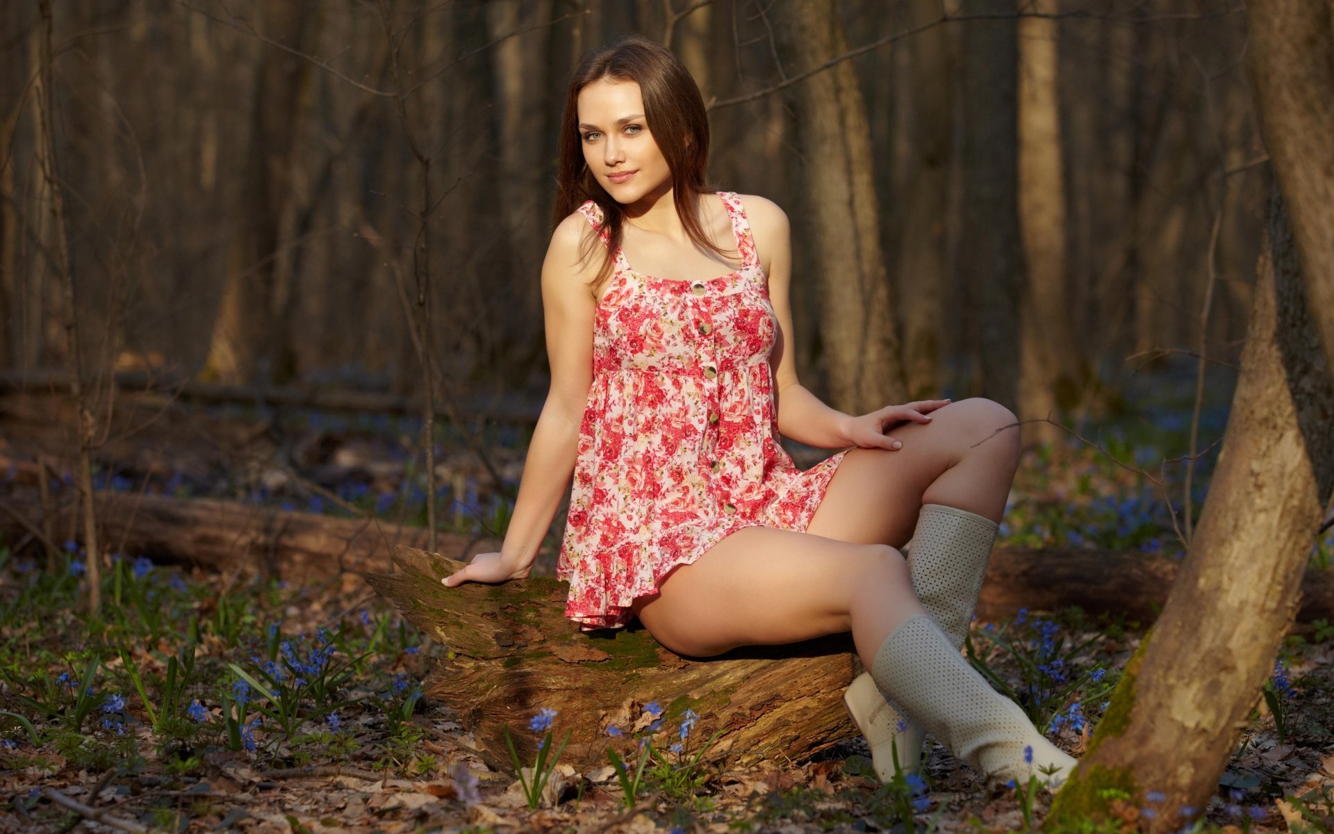 girl zlatka feet dress pose view nature