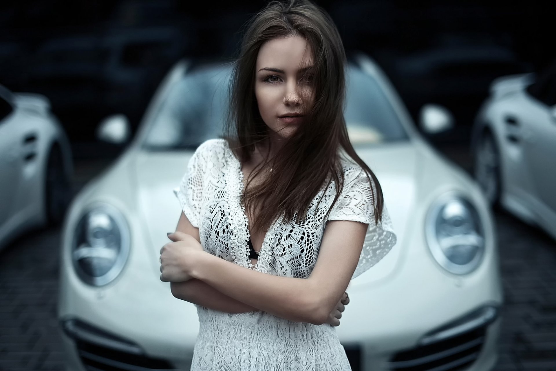 lera retrato fondo auto ciudad moscú porsche 911 gt3