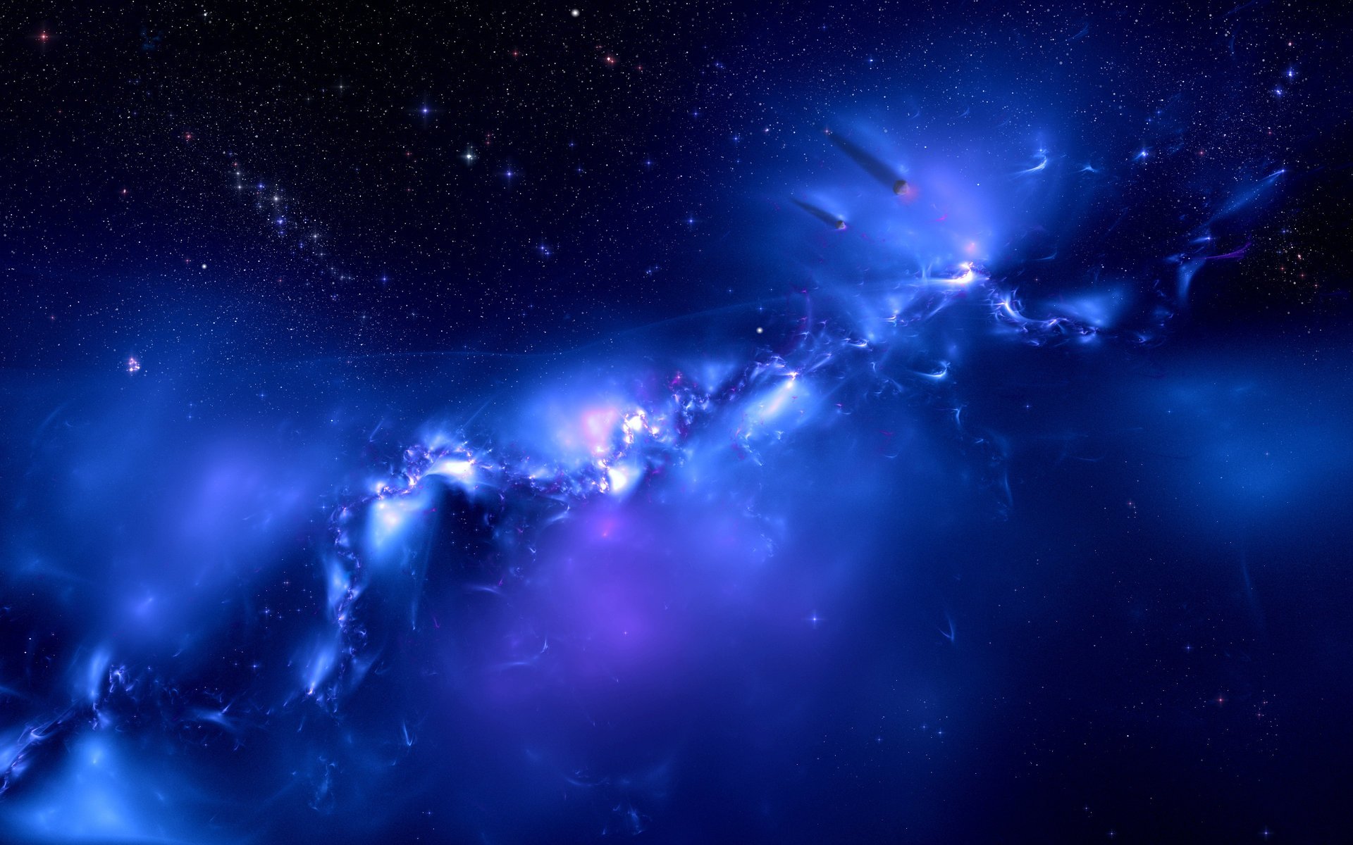 galaxy blue distant planets color fiction blue