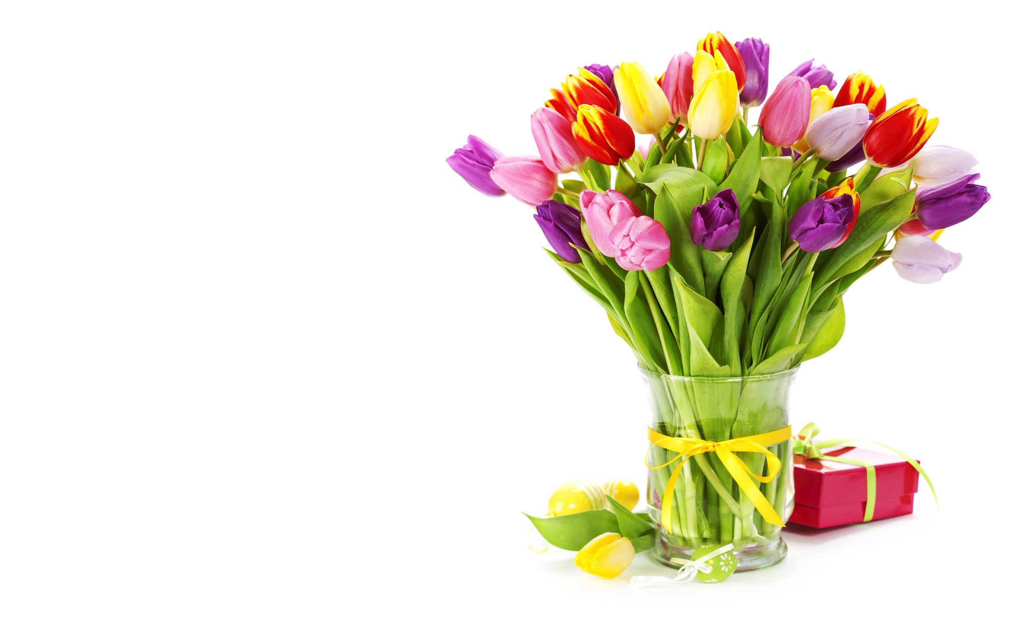 tulips flowers red spring yellow bouquet gift