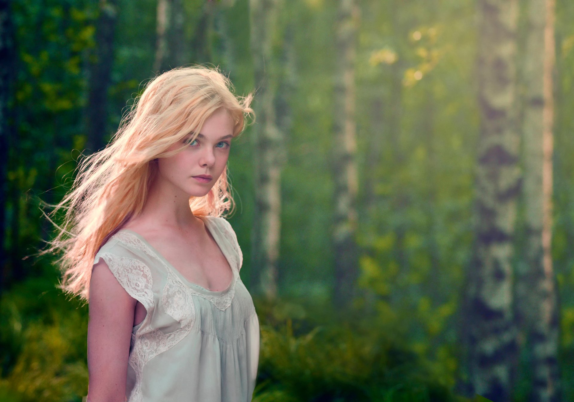 attrice ragazza ellie fanning sfondo natura tristezza