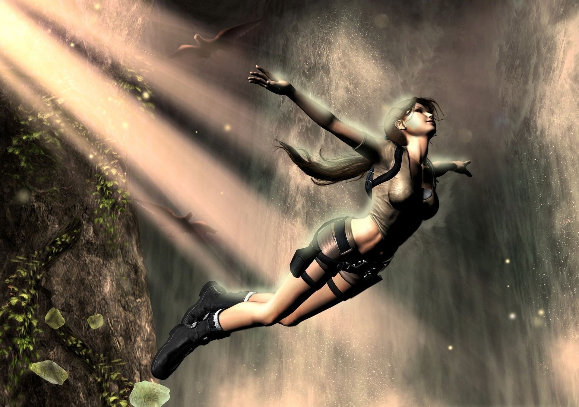 tomb raider fiction fille saut lara croft roche