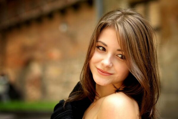 Portrait of a brown-eyed cute brunette