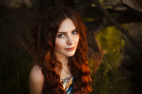 Portrait of a beautiful red-haired girl